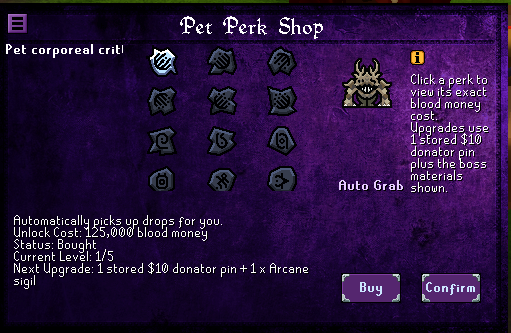 Fate pet perk shop